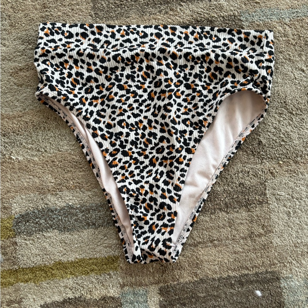 High-rise cheetah print swim bottoms